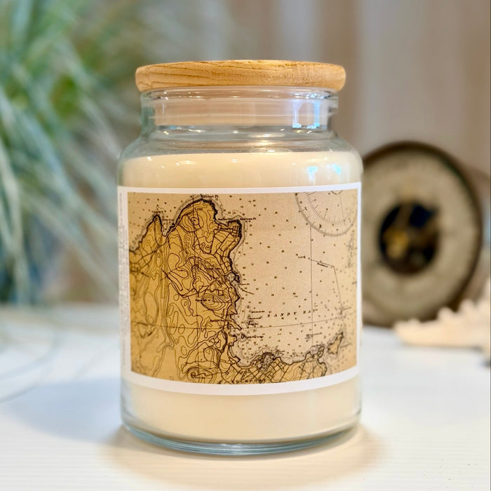 Compass Rose Rockport nautical chart candle